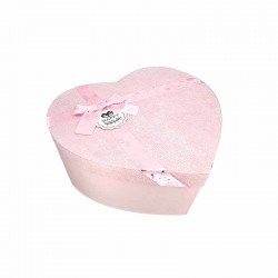 Boîte cadeaux vide en forme de cœur rose nœud motif lunes 25x28x11cm