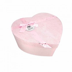 Grand coffret cadeaux vide en forme de cœur rose 25x30x13cm