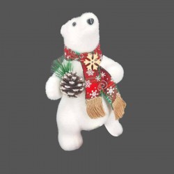 Ours de Noël polaire avec écharpe rouge et verte