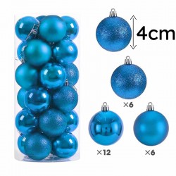 Pack de 24 petites boules de noël 4cm - bleu azur