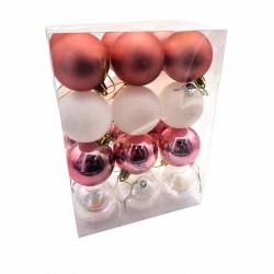 Pack de boules de noël 6cm - rose gold et blanc