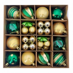 Set de 42 boules de Noël vert et doré