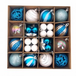 Set de 42 boules de Noël bleu et blanc