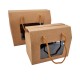 Petite boîte transportable cartonnée à fenêtre 15x9x11.5cm - kraft brun