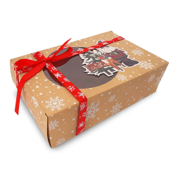 12 boîtes cadeaux à fenêtre motif père noël et sapin18x12x5 cm