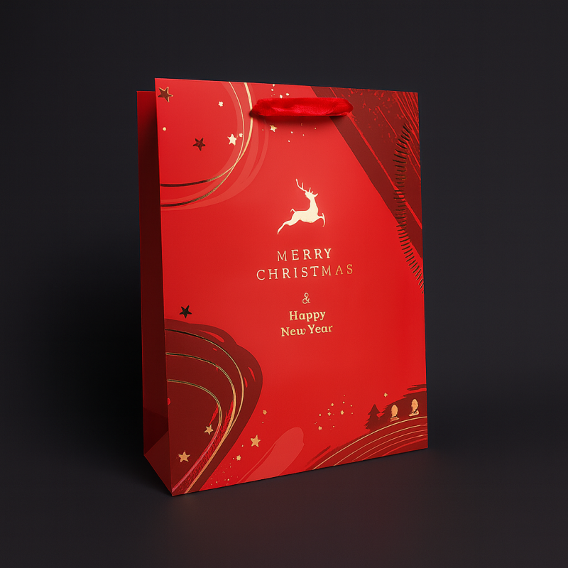 2 Sacs Cadeaux Noël En Velours - Rouge Bordeaux Et Vert Foncé - Avec Inscription 'Merry Christmas'
