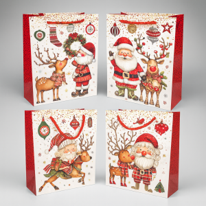 Ensemble de 12 petits sacs cadeaux Père Noël - 12x7x15.5cm