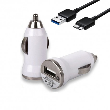 Chargeur voiture USB blanc + câble USB 3.0 - 4836