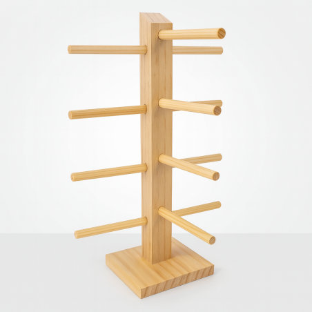 Porte-Lunettes En Bois 4 Étagères - Présentoir Pour 8 Paires, Design Double Rangée, Pin Naturel - Avec Tournevis