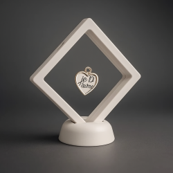 Lot de 10 petits présentoirs à bijoux flottant 7x7cm forme losange - blanc