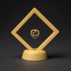 Lot de 10 petits présentoirs à bijoux flottant 7x7cm forme losange - jaune clair