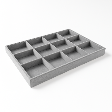 Lot De 10 Plateaux à Bijoux Empilables En Velours - Organiseur Tiroir Gris Pour Bagues, Bracelets, Boucles