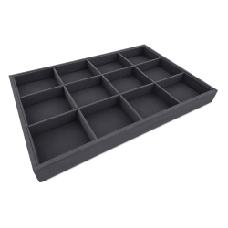 Lot de 5 plateaux à cases en suédine gris anthracite