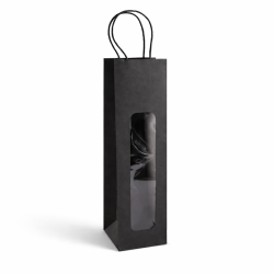 20 sacs kraft bouteille à fenêtre L10 x H40 x P9 cm - noir