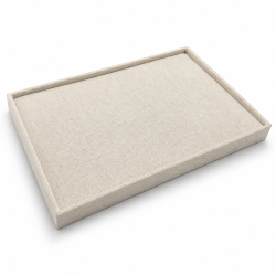 Lot de 5 plateaux de présentation à bagues en coton beige naturel