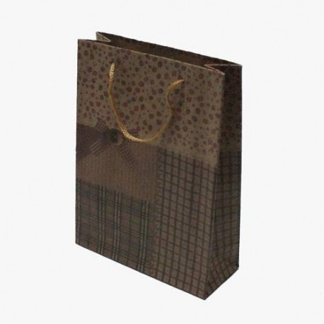 12 sacs cabas en papier kraft motifs patchwork 20x14.5x6cm - 5419