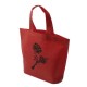 10 sacs cabas intissés avec soufflet de couleur rouge avec fleurs 26x10x30cm - 5474