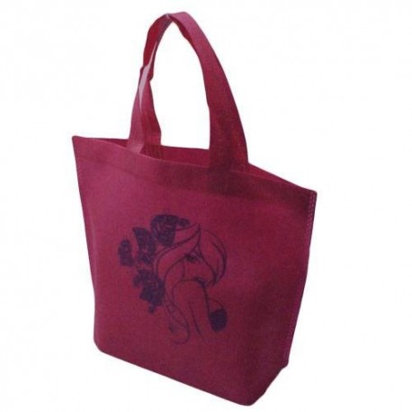 20 sacs cabas intissés avec soufflet de couleur rose avec fille 26x10x30cm - 5476
