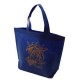 20 sacs cabas intissés avec soufflet de couleur bleu électrique avec palmiers 26x10x30cm - 5478