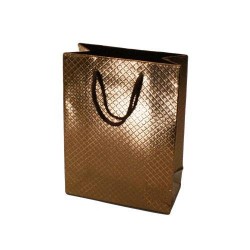 12 sacs cadeaux de couleur marron bronze brillant 17x12.5x6cm - 12067