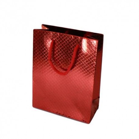 12 sacs cadeaux rouges à anses 24x18x7cm - 12252