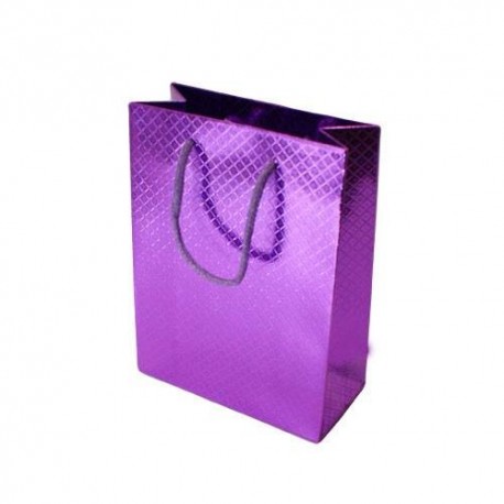 12 sacs cadeaux violet à anses 24x18x7cm - 5571
