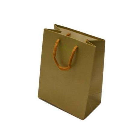 Lot de 12 sacs cadeaux couleur doré mat 18x10x23cm - 12037