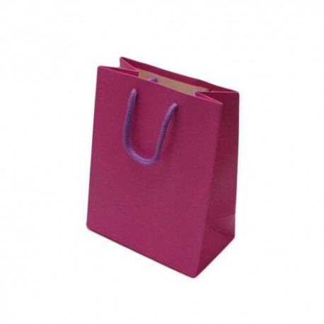 Lot de 12 sacs cadeaux couleur rose magenta 18x10x23cm - 12013