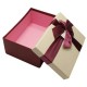 Boîte cadeaux rouge bordeaux et écru avec noeud ruban 22x15x9cm - 5811g