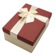 Boîte cadeaux rouge bordeaux et écru avec noeud ruban 22x15x9cm - 5814g