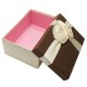 Boîte cadeaux écru et marron avec noeud ruban 22x15x9cm - 5817g