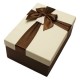Boîte cadeaux marron et écru avec noeud ruban satiné 22x15x9cm - 5820g