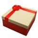 Coffret cadeaux bicolore rouge et écru 16.5x16.5x9.5cm - 5824p