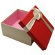 Coffret cadeaux bicolore écru et couvercle rouge 16.5x16.5x9.5cm - 5833p