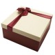 Coffret cadeaux bicolore rouge bordeaux et écru 16.5x16.5x9.5cm - 5830p