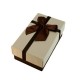 Boîte cadeaux marron chocolat et écru avec noeud 14.5x8.5x5.5cm - 5884