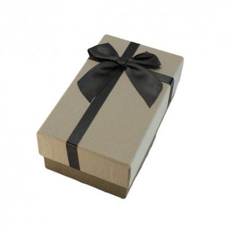 Boîte cadeaux gris foncé et gris perle avec noeud gris 14.5x8.5x5.5cm - 5886