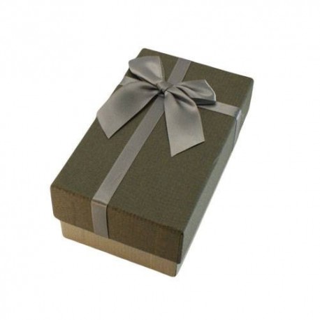Boîte cadeaux gris clair et gris souris avec noeud argenté 14.5x8.5x5.5cm - 5887