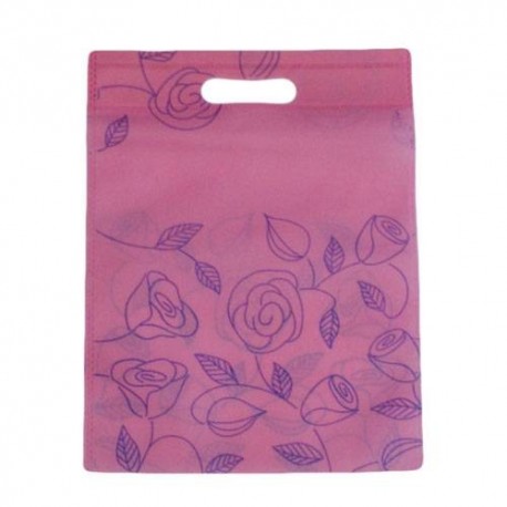 12 sacs non-tissés couleur rose clair et imprimé - 5909