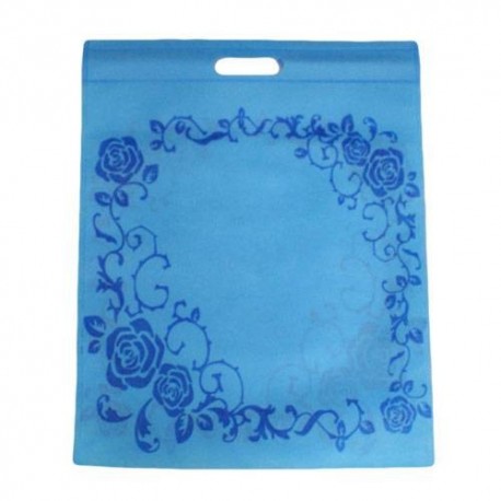 Lot de 12 sacs intissés de couleur bleu à fleurs- 5916