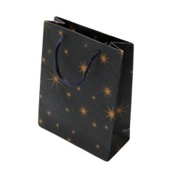 12 sacs cadeaux papier kraft couleur bleu nuit motifs étoiles 11.5x5.5x14.5cm - 5933