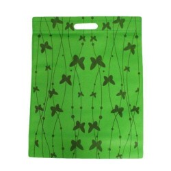 12 poches non-tissées de couleur vert pomme imprimé papillons 25x33cm - 6102