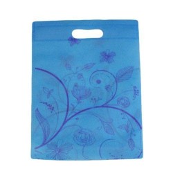 12 sacs non-tissés bleus imprimé champs de fleurs - 6106