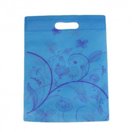 12 sacs non-tissés bleus imprimé champs de fleurs - 6106