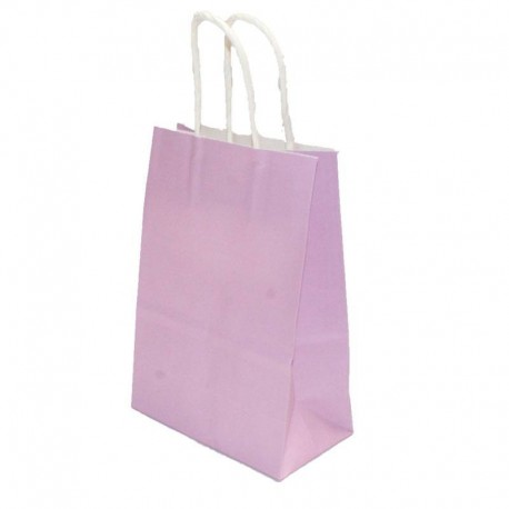 12 petits sacs en papier kraft couleur mauve 15x21x8cm - 6170
