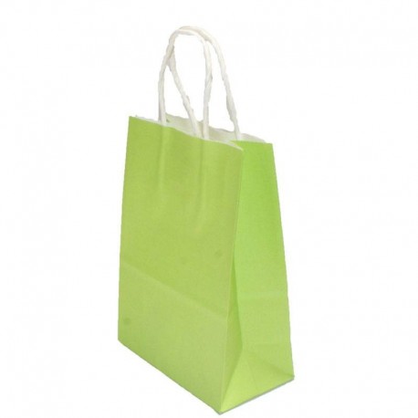 Lot de 12 sacs en papier kraft vert clair 25x33x12.5cm - 6187