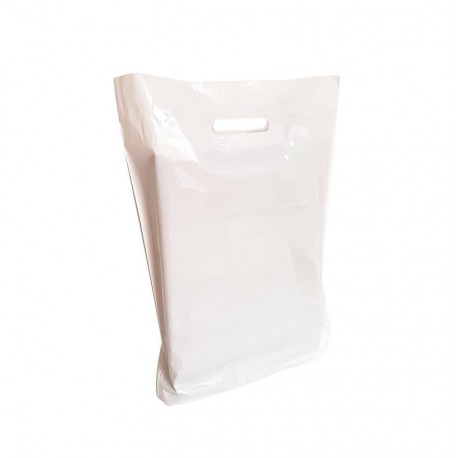 25 sacs plastique recyclables blancs poignées découpées - 6271