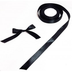Bobine de ruban satiné en tissu de couleur noir - 5730