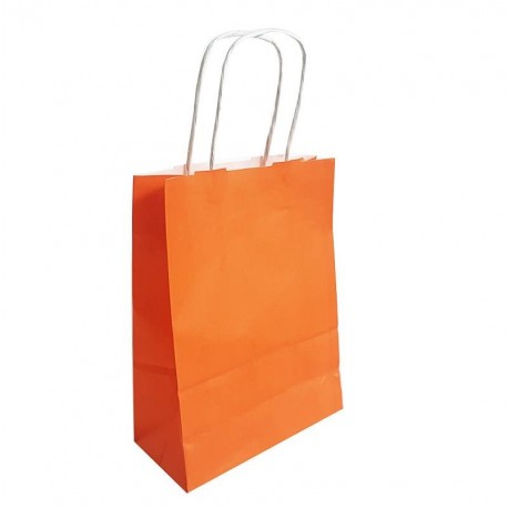 50 sacs cabas papier kraft couleur orange sur fond blanc 18x8x24cm - 6284