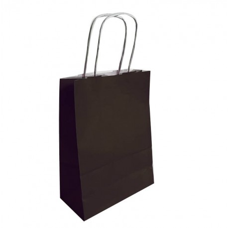50 sacs cabas papier kraft couleur noir sur fond blanc 18x8x24cm - 6281